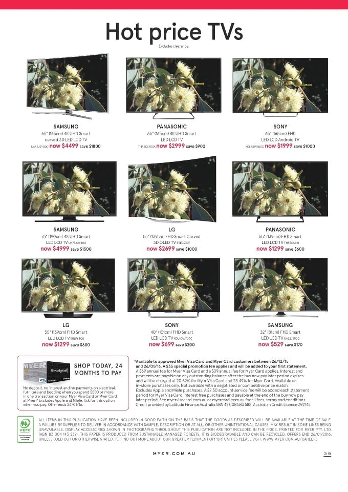 Myer TV Sale Catalogue 20 27 Jan 2016 Catalogue AU