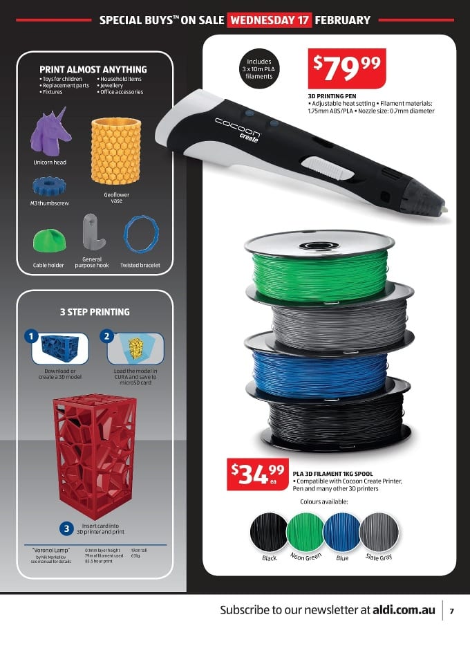 ALDI 3D Printer Sale Catalogue 17 23 Feb 2016 Catalogue AU