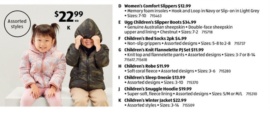 ALDI Kids' Sleepwear 10 Apr 2024