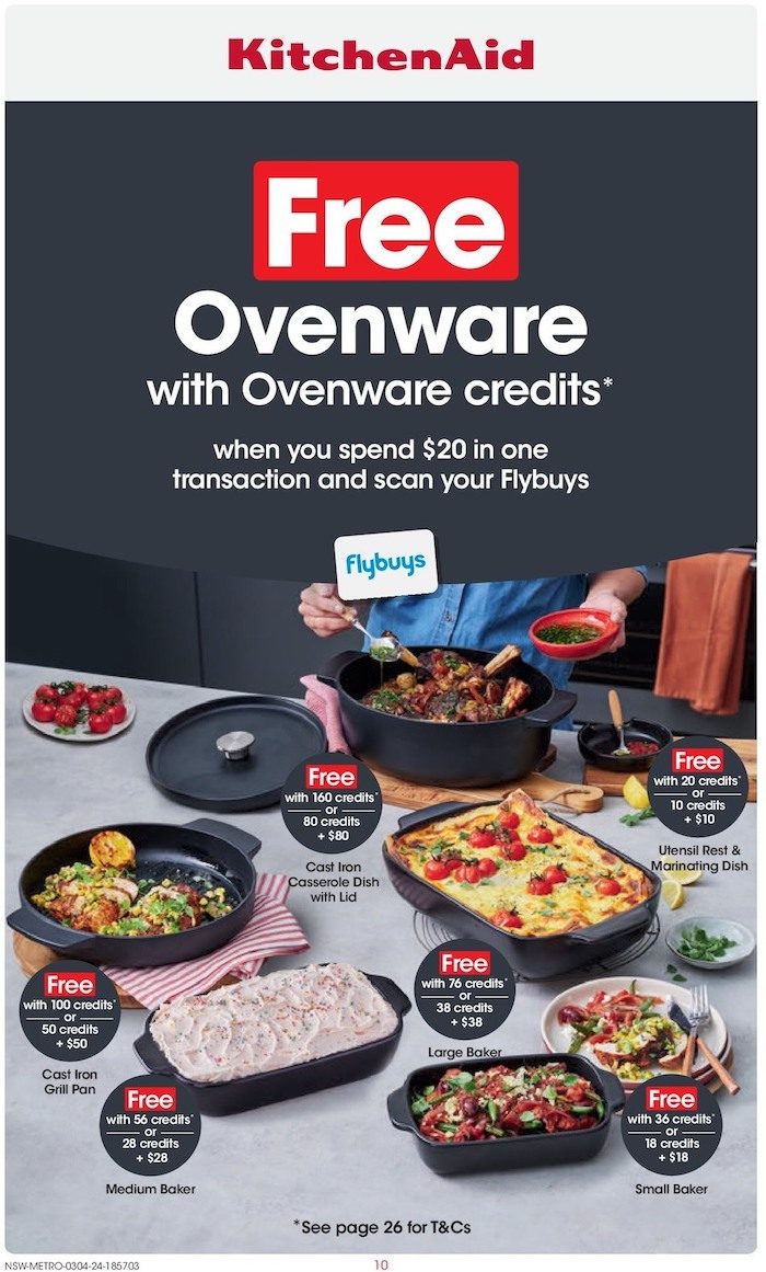 Coles Free Kitchenaid Ovenware Credits Apr 2024
