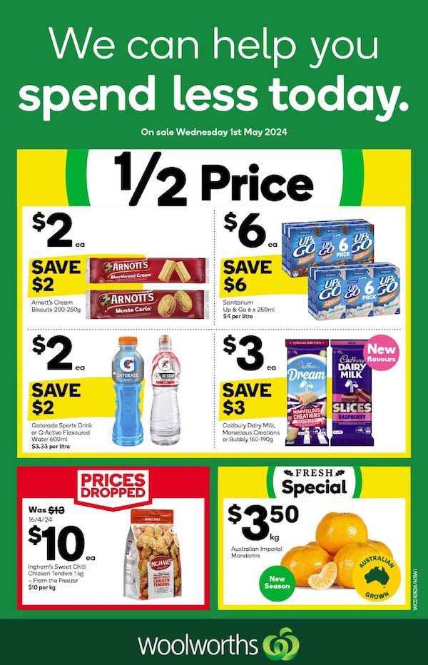 Woolworths Catalogue 1 - 7 May 2024 Half-Price Specials