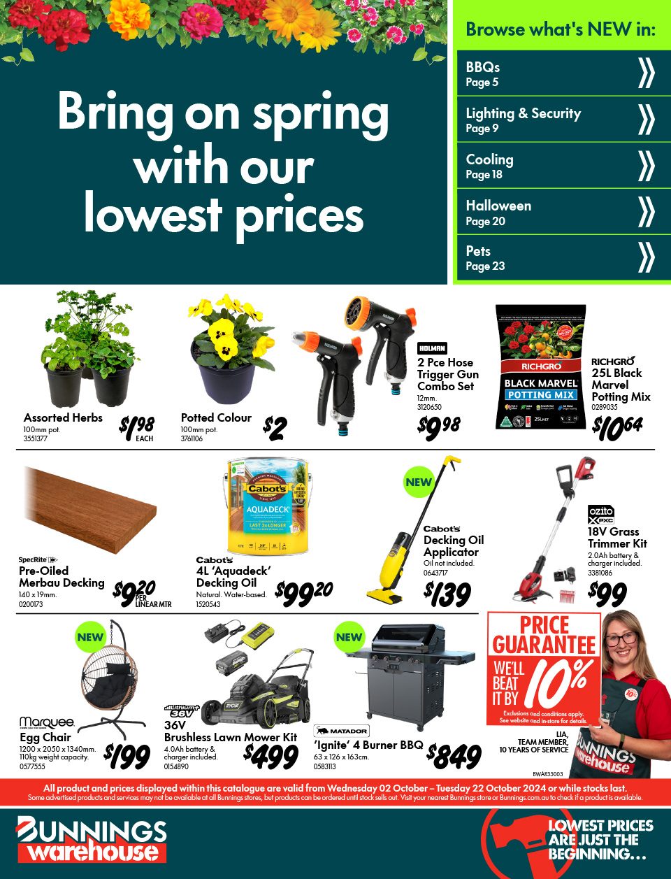 Bunnings Catalogue October 1 22, 2024 Bring on Spring with our Lowest