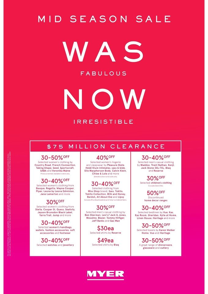 Myer Catalogue Mid Season Sale 21 March 2017 Catalogue AU